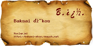 Baksai Ákos névjegykártya